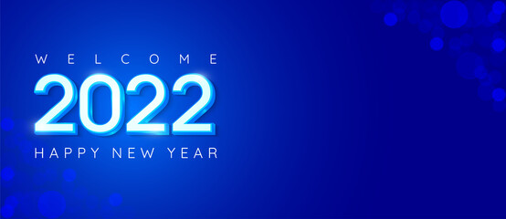 Happy new year 2022 number design with text space and blue theme suitable for banner new year celebration