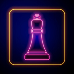 Glowing neon Chess icon isolated on black background. Business strategy. Game, management, finance. Vector