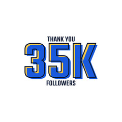 Thank You 35 K Followers Card Celebration Vector. 35000 Followers Congratulation Post Social Media Template.