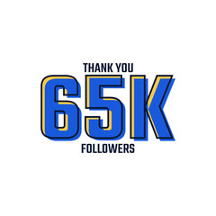 Thank You 65 K Followers Card Celebration Vector. 65000 Followers Congratulation Post Social Media Template.