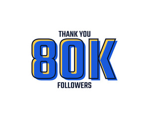 Thank You 80 K Followers Card Celebration Vector. 80000 Followers Congratulation Post Social Media Template.