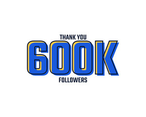 Thank You 600 K Followers Card Celebration Vector. 600000 Followers Congratulation Post Social Media Template.