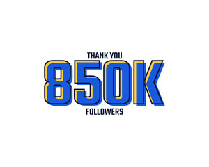 Thank You 850 K Followers Card Celebration Vector. 850000 Followers Congratulation Post Social Media Template.