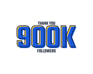 Thank You 900 K Followers Card Celebration Vector. 900000 Followers Congratulation Post Social Media Template.