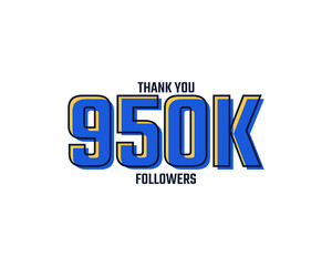 Thank You 950 K Followers Card Celebration Vector. 950000 Followers Congratulation Post Social Media Template.