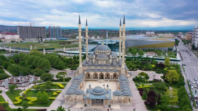 Chechnya Grozny Mosque Heart of Chechnya. Aero Video