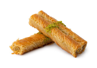 Turkish sweet pastry baklava isolated on white background