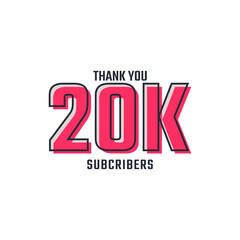Thank You 20 k Subscribers Celebration Background Design. 20000 Subscribers Congratulation Post Social Media Template.