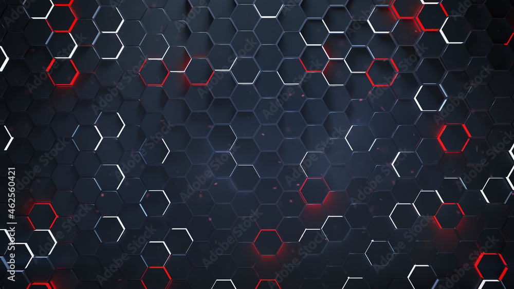 Poster modern geometric background with hexagon shapes 3d rendering illustration