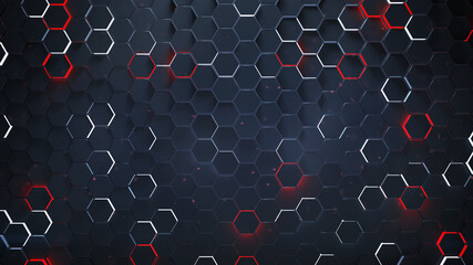 Modern geometric background with hexagon shapes 3D rendering illustration