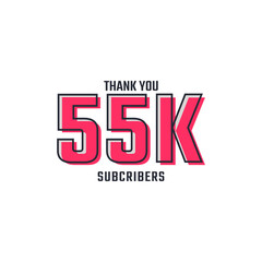 Thank You 55 k Subscribers Celebration Background Design. 55000 Subscribers Congratulation Post Social Media Template.