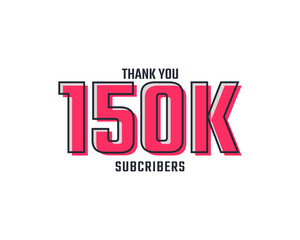 Thank You 150 k Subscribers Celebration Background Design. 150000 Subscribers Congratulation Post Social Media Template.