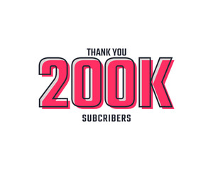 Thank You 200 k Subscribers Celebration Background Design. 200000 Subscribers Congratulation Post Social Media Template.