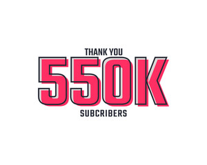 Thank You 550 k Subscribers Celebration Background Design. 550000 Subscribers Congratulation Post Social Media Template.