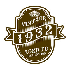 vintage 1932 Aged to perfection, 1932 birthday typography design for T-shirt