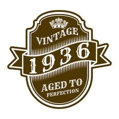 vintage 1936 Aged to perfection, 1936 birthday typography design for T-shirt