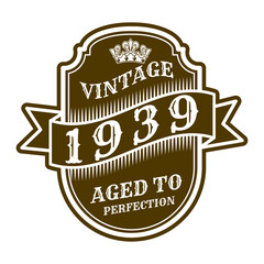 vintage 1939 Aged to perfection, 1939 birthday typography design for T-shirt