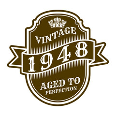 vintage 1948 Aged to perfection, 1948 birthday typography design for T-shirt