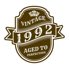 vintage 1992 Aged to perfection, 1992 birthday typography design for T-shirt