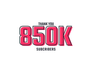 Fototapeta na wymiar Thank You 850 k Subscribers Celebration Background Design. 850000 Subscribers Congratulation Post Social Media Template.