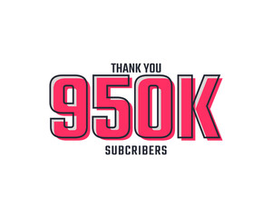 Thank You 950 k Subscribers Celebration Background Design. 950000 Subscribers Congratulation Post Social Media Template.