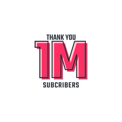 Thank You 1 M Subscribers Celebration Background Design. 1000000 Subscribers Congratulation Post Social Media Template.