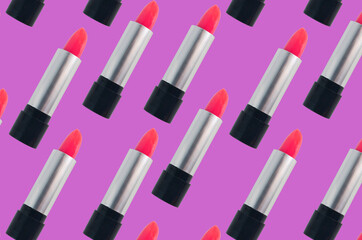 Obraz premium background for design trendy lipstick bright pink, cosmetics and beauty