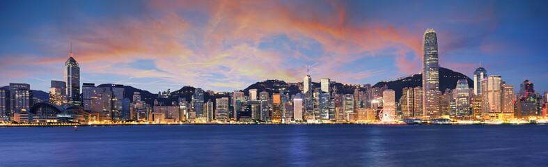 Naklejka premium Hong Kong panorama skyline at night