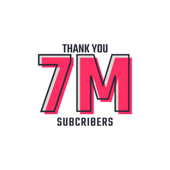 Thank You 7 M Subscribers Celebration Background Design. 7000000 Subscribers Congratulation Post Social Media Template.