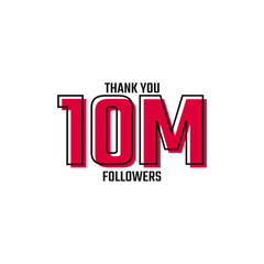 Thank You 10 Followers Card Celebration Vector Post Social Media Template.