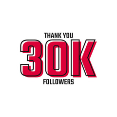 Thank You 30 K Followers Card Celebration Vector Post Social Media Template.