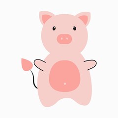 Fototapeta na wymiar Cute cartoon striped pig. Printing for children's T-shirts, greeting cards, posters. Hand-drawn vector stock illustration.
