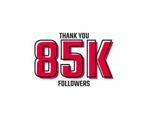 Thank You 85 K Followers Card Celebration Vector Post Social Media Template.