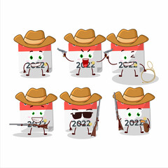 Cool cowboy 2022 calendar cartoon character with a cute hat