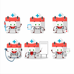 Doctor profession emoticon with 2022 calendar cartoon character