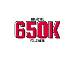 Thank You 650 K Followers Card Celebration Vector Post Social Media Template.
