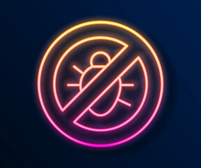 Glowing neon line Stop colorado beetle icon isolated on black background. Vector