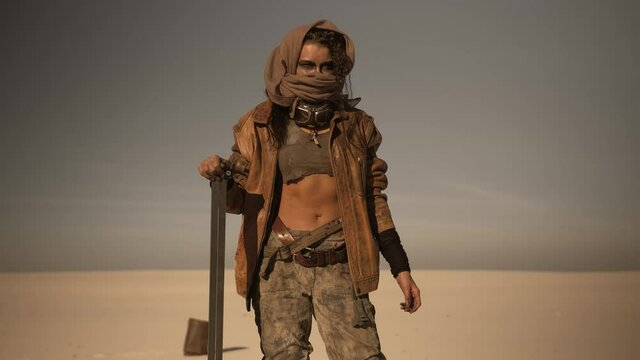Post-apocalyptic Woman Outdoors in a Wasteland