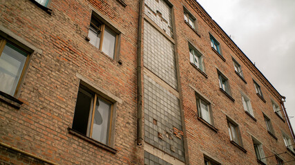 Fototapeta na wymiar Post soviet building in the province of Ukraine