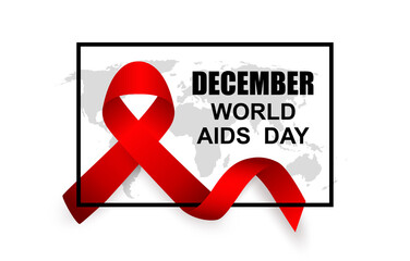 Aids awareness month. World Aids Day concept. Design with red ribbon. Vector.