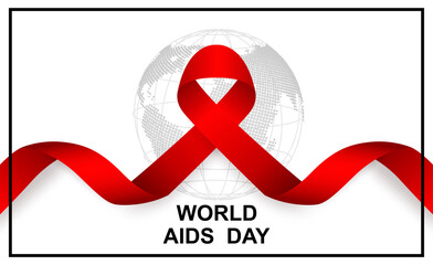 Aids awareness month. World Aids Day concept. Design with red ribbon. Vector.