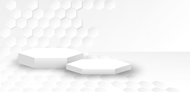 Abstract. Hexagon white background. theme product display podium.  Vector.
