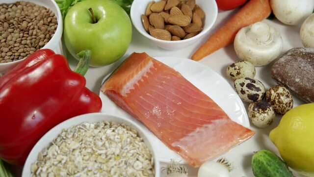 Natural sources of Vitamin B12 (Cobalamin). Healthy diet eating.