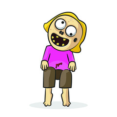 Zombie in drawing style isolated vector. Halloween ghost cartoon on white background.