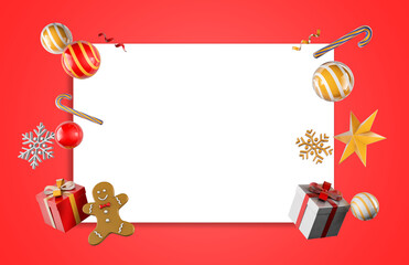 White card with merry christmas and happy new year concept with copy space