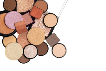 Pile of single eyeshadows, bronzers and highlighters