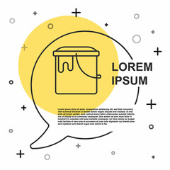 Black line Paint bucket icon isolated on white background. Random dynamic shapes. Vector
