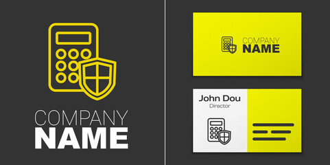 Logotype line Security system control panel with display icon isolated on grey background. Keypad of security system for entering inside. Logo design template element. Vector