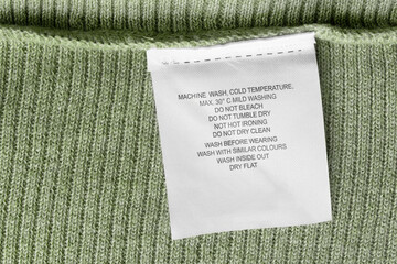 Care instructions label