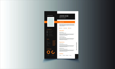 CV Resume with Cover Letter Template Vector Black